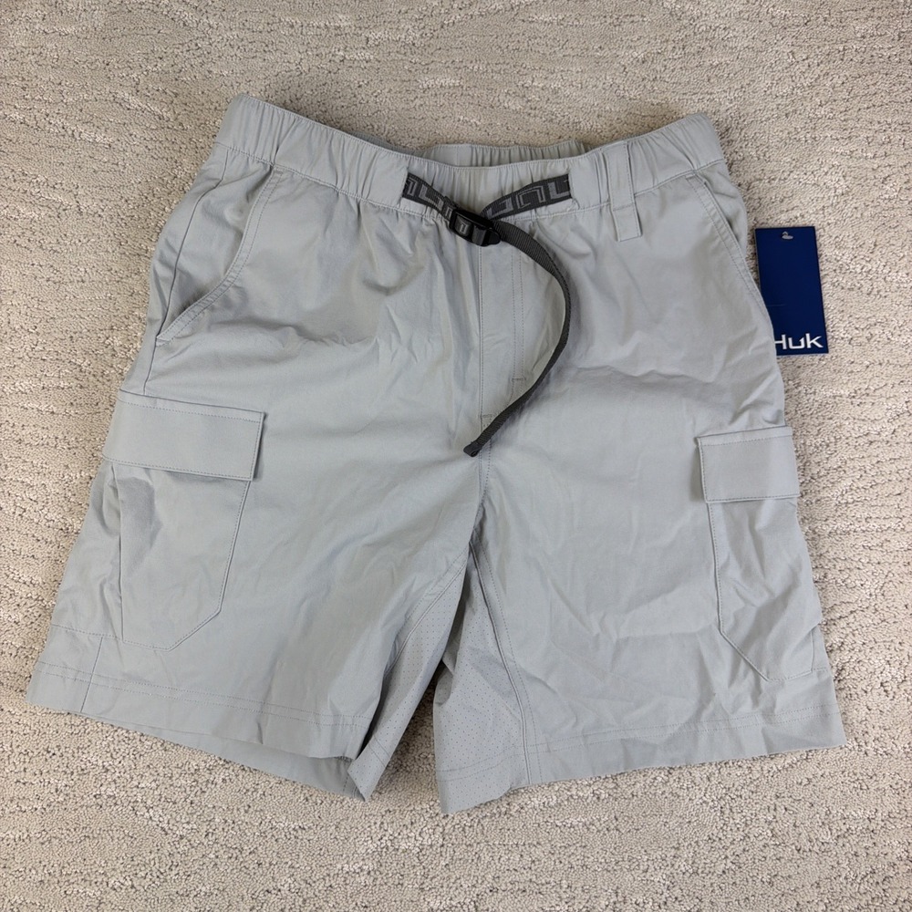 Men's NEW Huk Size Small Creekbed Cargo Short Grey Elastic Waist